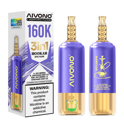 Aivono 160000 Puffs 3in1 Shisha Hookah Disposable Vape